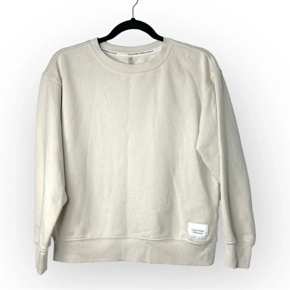 Calvin Klein Performance Cream  Crewneck Sweatshirt XS - Picture 1 of 5